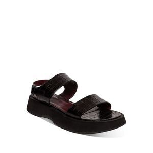 STAUD Womens Black Crocodile 1" Platform Nicky Wedge Leather Slingback Sandal 39